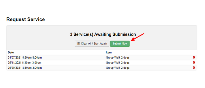 submit your dog walking request